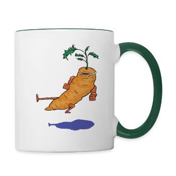 Karate Carrott, Karate Karotte - Tasse zweifarbig - Weiß/Dunkelgrün - Rechts