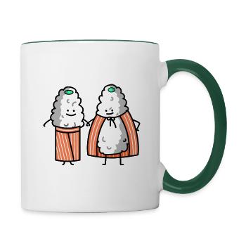 Sushi Paar - Tasse zweifarbig - Weiß/Dunkelgrün - Rechts