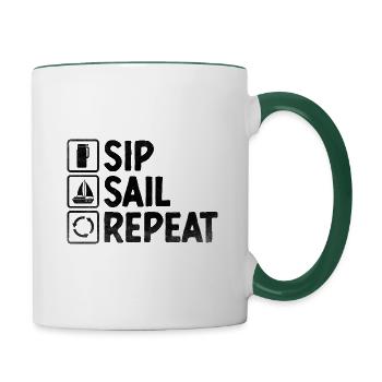 Sip Sail Repeat Paddelboot - Tasse zweifarbig - Weiß/Dunkelgrün - Rechts
