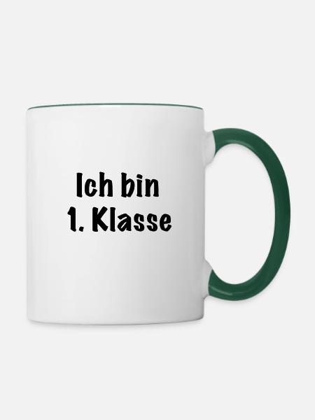 Erste Klasse - Tasse zweifarbig - Weiß/Dunkelgrün