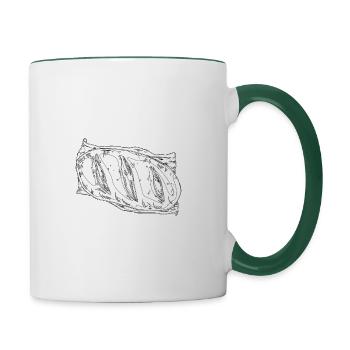 Schlafen Hefeteig lustiger Spruch - Tasse zweifarbig - Weiß/Dunkelgrün - Rechts