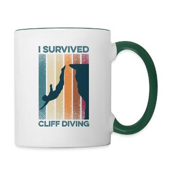I Survived Cliff Diving Cliff Dive Cliff Jumping T - Contrasting Mug - white/dark green - Right