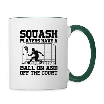 Squashspieler Squash Tennisspieler Raquetball Spor - Tasse zweifarbig - Weiß/Dunkelgrün - Rechts