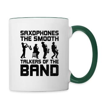 Blaskapelle Sprüche Lustige Marschinstrumente - Tasse zweifarbig - Weiß/Dunkelgrün - Rechts