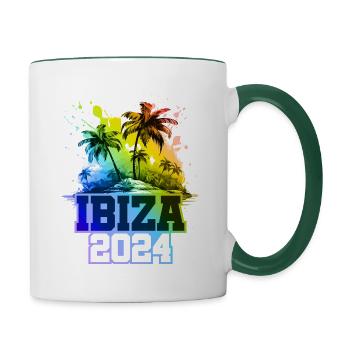 Ibiza 2024 Holiday Palm Trees Colorful - Contrasting Mug - white/dark green - Right
