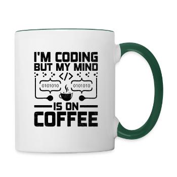 Café Codage Programmeur Codeur Développeur Nerd Coff - Mug contrasté - blanc/vert foncé - Droite