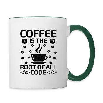 Kaffee-Codierung Programmierer Programmierer Entwickler Nerd Coff - Tasse zweifarbig - Weiß/Dunkelgrün - Rechts