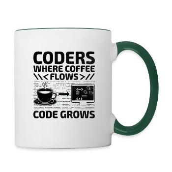 Café Codage Programmeur Codeur Développeur Nerd Coff - Mug contrasté - blanc/vert foncé - Droite