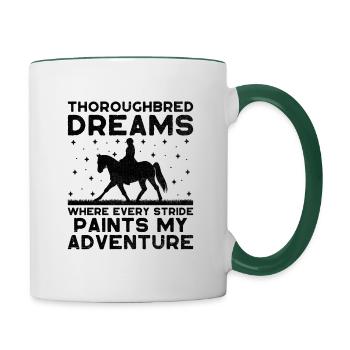 Courses de chevaux pur-sang Équitation Chevaux équestres - Mug contrasté - blanc/vert foncé - Droite