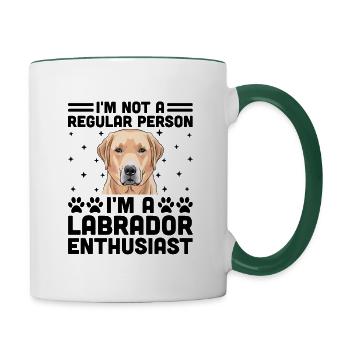 Je ne suis pas une personne ordinaire, je suis un passionné du Labrador - Mug contrasté - blanc/vert foncé - Droite