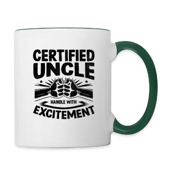 Certifié Oncle Handle avec excitation famille Uncl - Mug contrasté - blanc/vert foncé - Droite