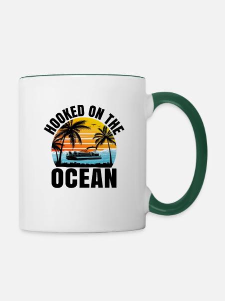 Süchtig nach dem Ozean-Paddelboot - Tasse zweifarbig - Weiß/Dunkelgrün