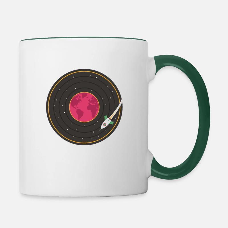 Vinyle Galaxy Space Space Retro Musique - Mug contrasté - blanc/vert foncé
