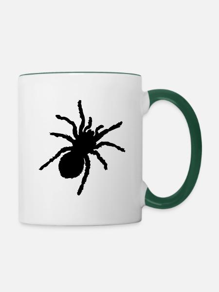 spinne silhouette - Tasse zweifarbig - Weiß/Dunkelgrün