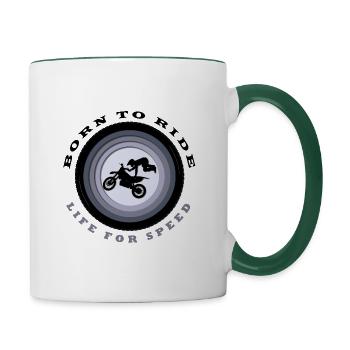 Motorcycle , Born to ride - Contrasting Mug - white/dark green - Right