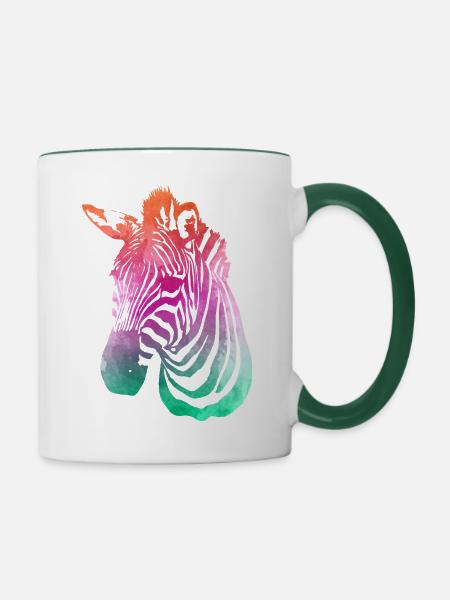 Zebra Modetrend - Tasse zweifarbig - Weiß/Dunkelgrün