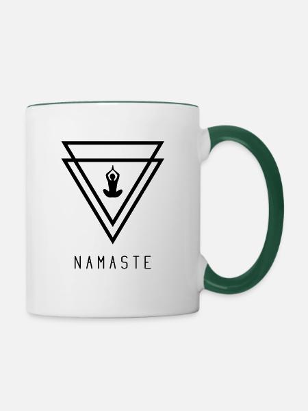 Namaste - Tasse zweifarbig - Weiß/Dunkelgrün