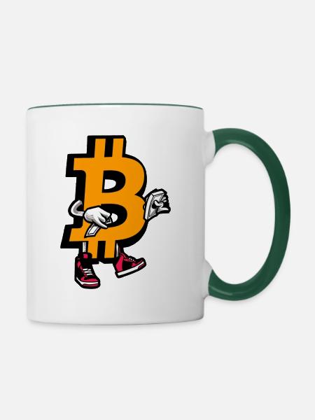 Bitcoin Crypto Lifestyle - Tasse zweifarbig - Weiß/Dunkelgrün