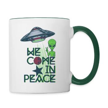 We Come in Peace - Tasse zweifarbig - Weiß/Dunkelgrün - Rechts