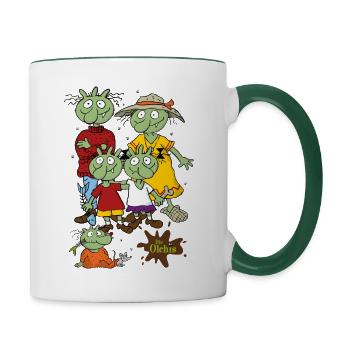 Les Fanges Une Famille Sale - Mug contrasté - blanc/vert foncé - Droite