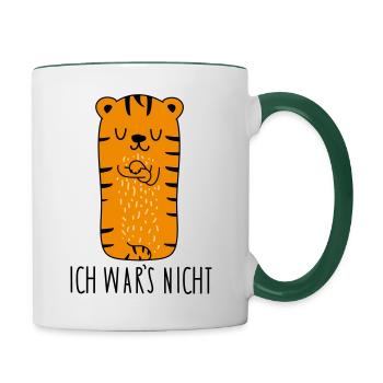 Ich wars nicht -Tiger - Tasse zweifarbig - Weiß/Dunkelgrün - Rechts