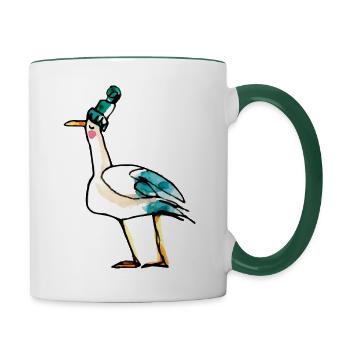 Goéland d’hiver Anton - Mug contrasté - blanc/vert foncé - Droite