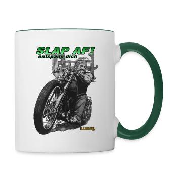 slap af - entspann dich - Tasse zweifarbig - Weiß/Dunkelgrün - Rechts