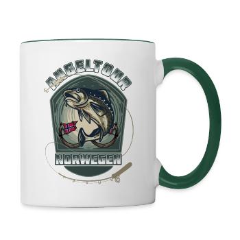 Norwegen Angeltour - Tasse zweifarbig - Weiß/Dunkelgrün - Rechts