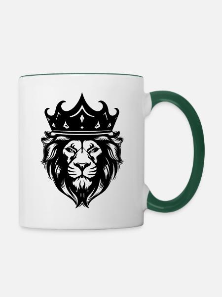 Löwe Löwenkopf Raubtier - Tasse zweifarbig - Weiß/Dunkelgrün