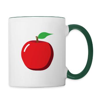 Apfel - Illustration - Tasse zweifarbig - Weiß/Dunkelgrün - Rechts