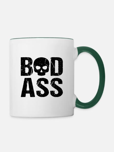 Badass Skull - Tasse zweifarbig - Weiß/Dunkelgrün