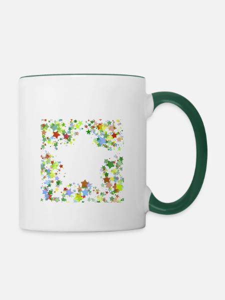 Sterne - Tasse zweifarbig - Weiß/Dunkelgrün