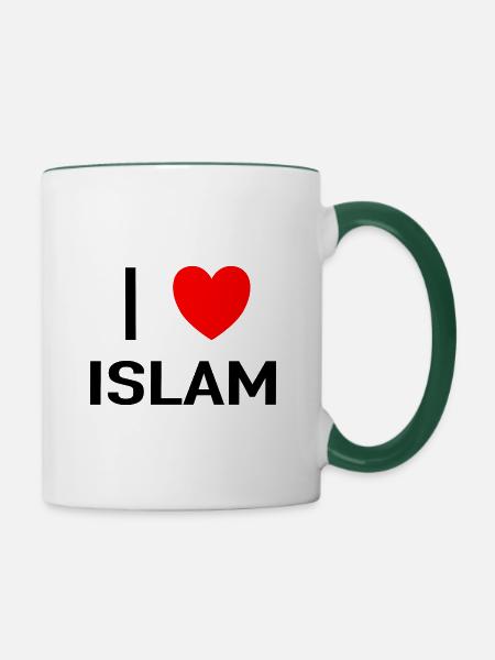 I love islam - Tasse zweifarbig - Weiß/Dunkelgrün