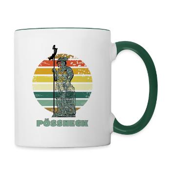 Ostthüringen Merch - Pößneck Marktbornmann - Tasse zweifarbig - Weiß/Dunkelgrün - Rechts
