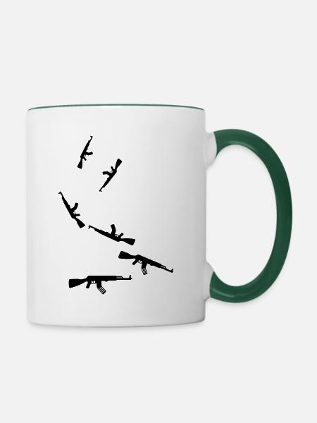 Gewehr icon symbol - Tasse zweifarbig - Weiß/Dunkelgrün