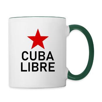 Cuba Libre - Kuba - Fidel Castro - La Revolution - Tasse zweifarbig - Weiß/Dunkelgrün - Rechts