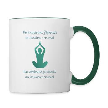 Citation yoga - Mug contrasté - blanc/vert foncé - Droite