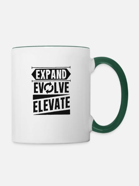 Expand - Evolve - Success - Tasse zweifarbig - Weiß/Dunkelgrün