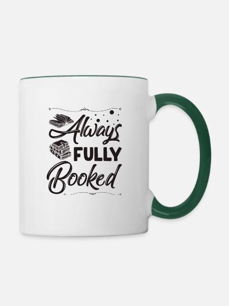 Books - Bücher - Leseratte - Tasse zweifarbig - Weiß/Dunkelgrün