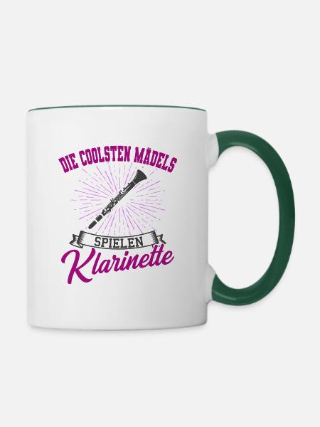 Klarinetten Klarinette Mädchen Geschenkidee - Tasse zweifarbig - Weiß/Dunkelgrün