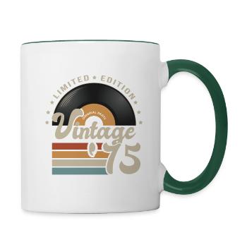 vintage Vinyle 1975 cadeau anniversaire 48 ans - Mug contrasté - blanc/vert foncé - Droite