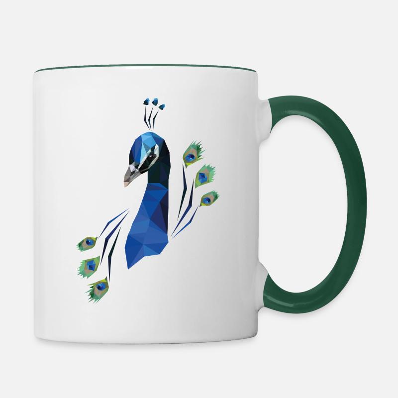 blue peacock - Contrasting Mug - white/dark green