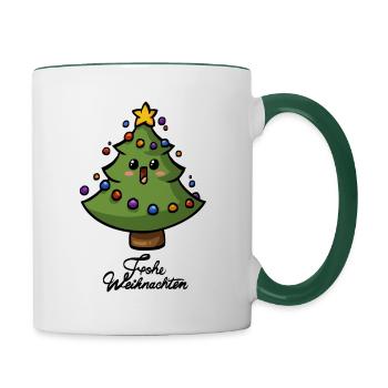 Weihnachtsbaum - Tasse zweifarbig - Weiß/Dunkelgrün - Rechts