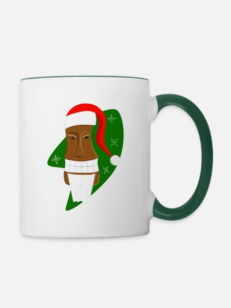 Tiki Santa - Tasse zweifarbig - Weiß/Dunkelgrün