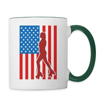 Rollschuhlaufen USA Flagge - Tasse zweifarbig - Weiß/Dunkelgrün - Rechts