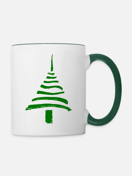 Tanne - Tasse zweifarbig - Weiß/Dunkelgrün