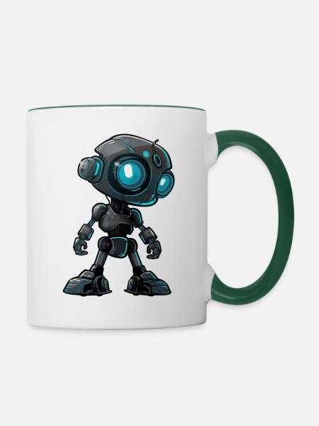Roboter - Tasse zweifarbig - Weiß/Dunkelgrün