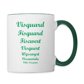 Visquard verschiedene Schreibweisen der Jahrhunder - Tasse zweifarbig - Weiß/Dunkelgrün - Rechts