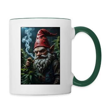 Rauchender Zwerg Albert - Tasse zweifarbig - Weiß/Dunkelgrün - Rechts