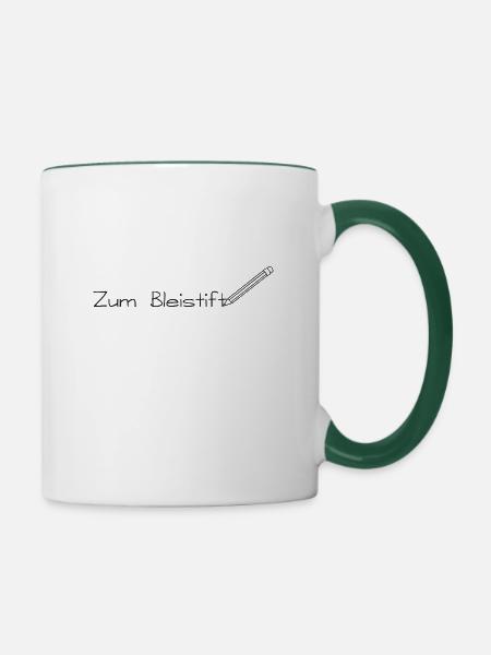 Zum Bleistift - Tasse zweifarbig - Weiß/Dunkelgrün